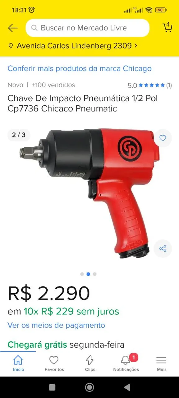 Chave de Impacto Pneumática 1/2 Pol Cp7736 Chicago Pneumatic