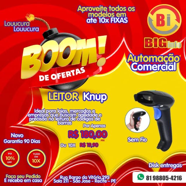 Leitor De Codigo De Barras Laser De Alta Precisao Sem Fio