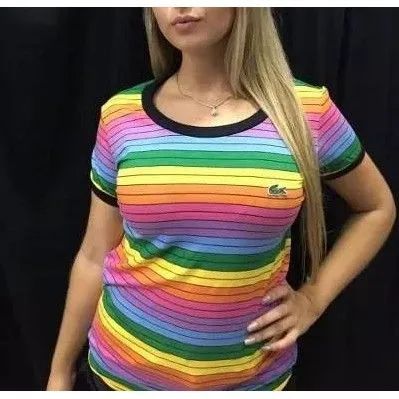 Camiseta Baby look Arco íris