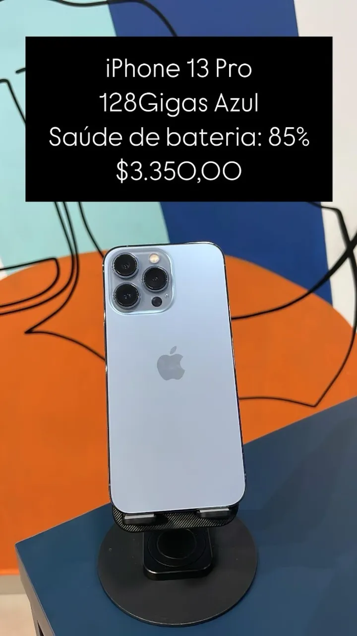 iPhone 13 Pro Semi-Novo 128GB Azul Saúde de Bateria 88% Sem Marcas