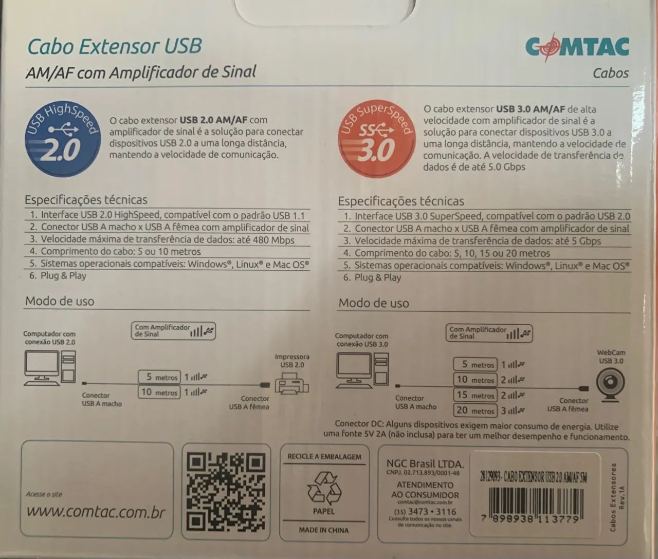 Cabo Extensor USB Contac  - Foto 2