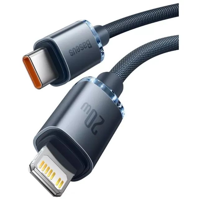 Cabo de carregamento rápido Baseus Crystal Type C para iPhone 20w 2m preto - Foto 4