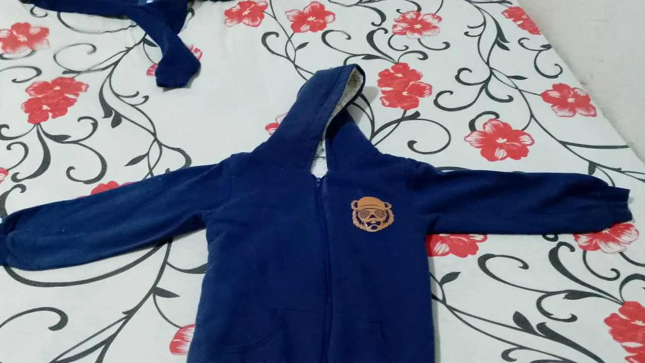 Casaco azul com estampa de leão