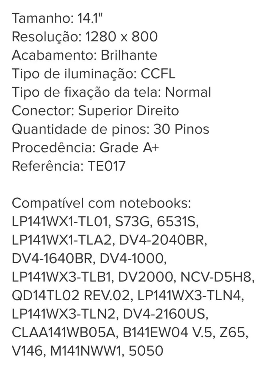 Tela notebook 14.1 lcd n141i3 l02 c1 positivo itautec cce etc inverter separado - Foto 4