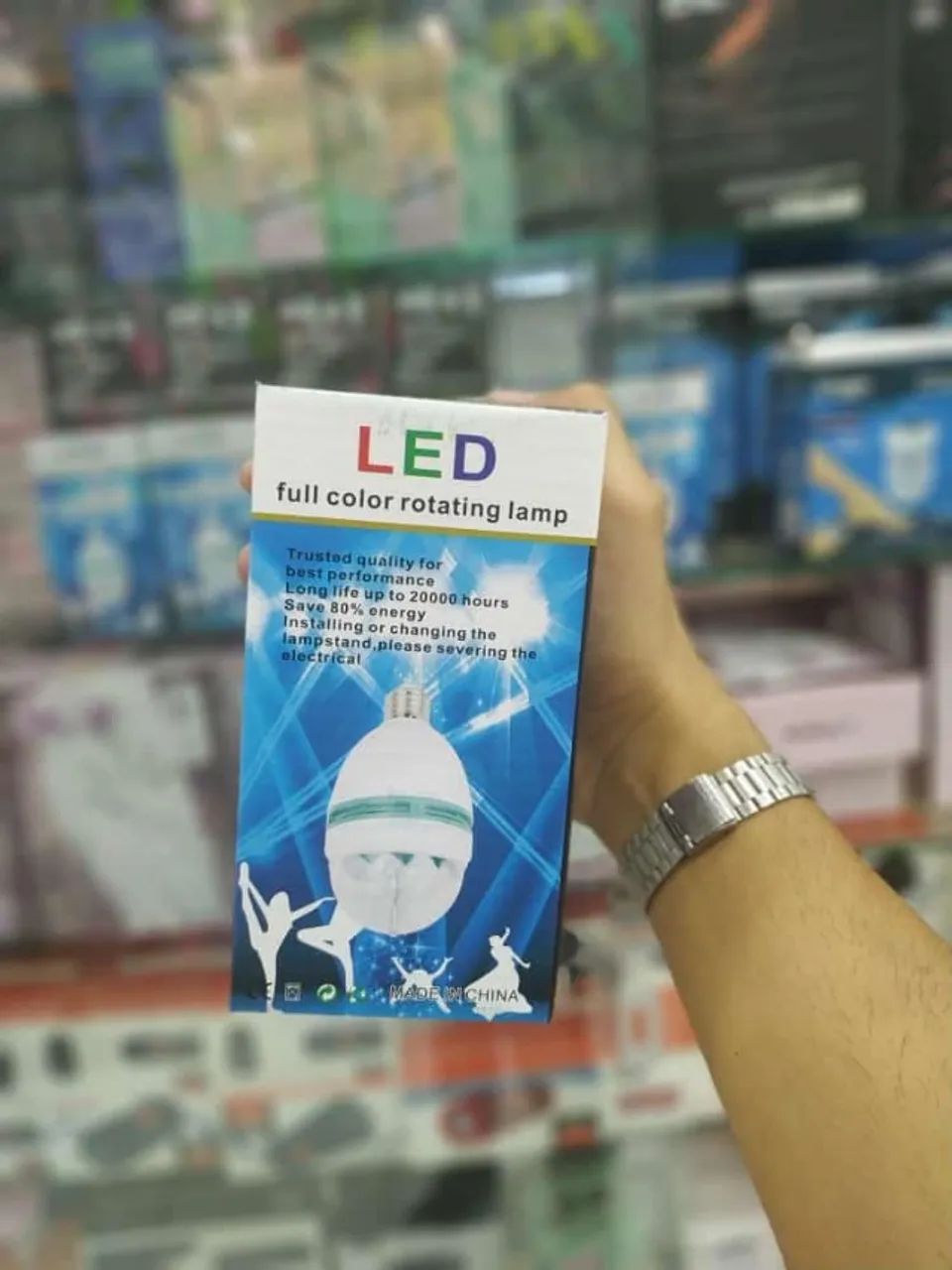Globo de luz Led Colorida Giratório com adaptador de Tomada