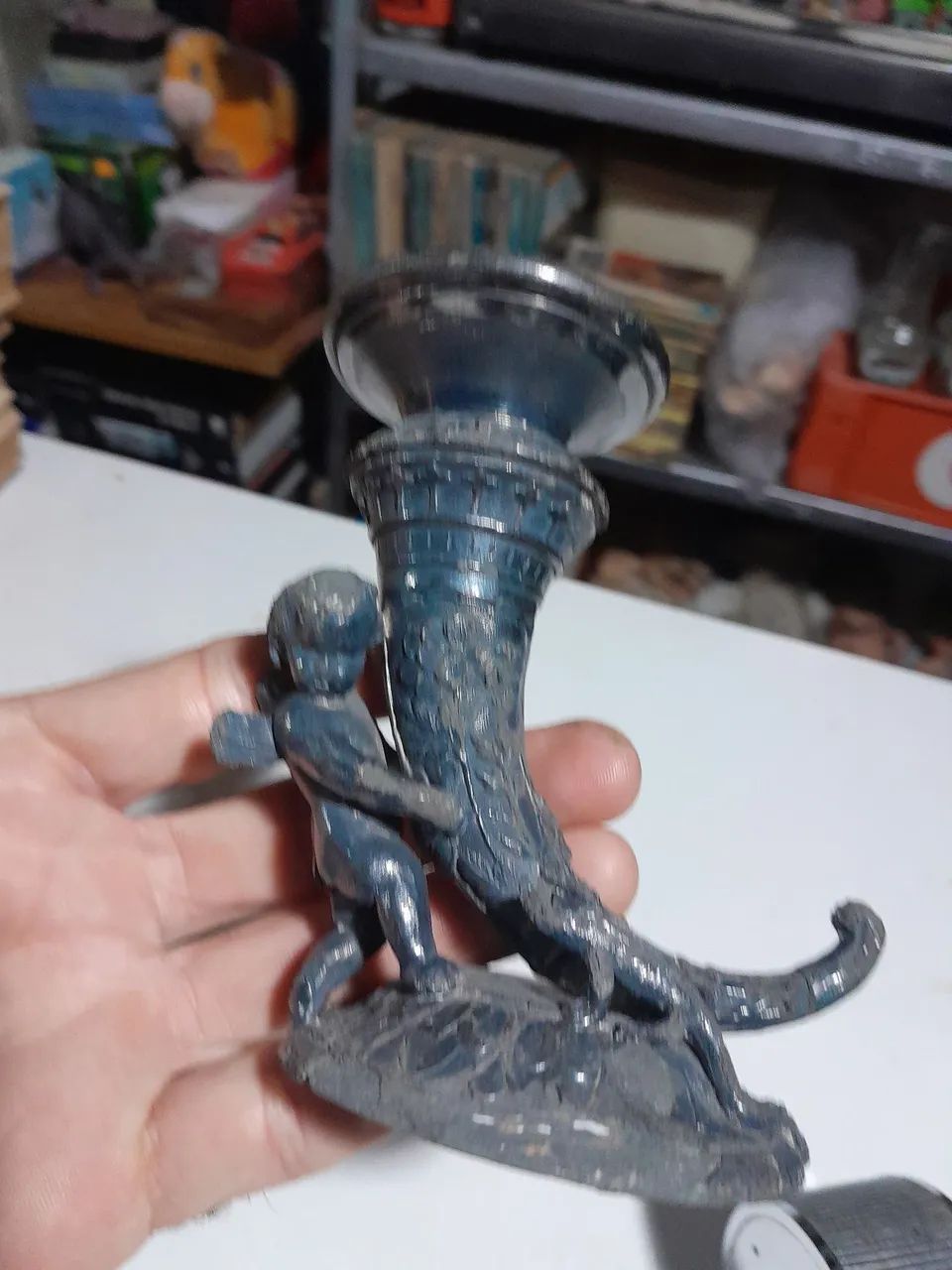 Castiçal antigo peça única começo do século XX  - Foto 3