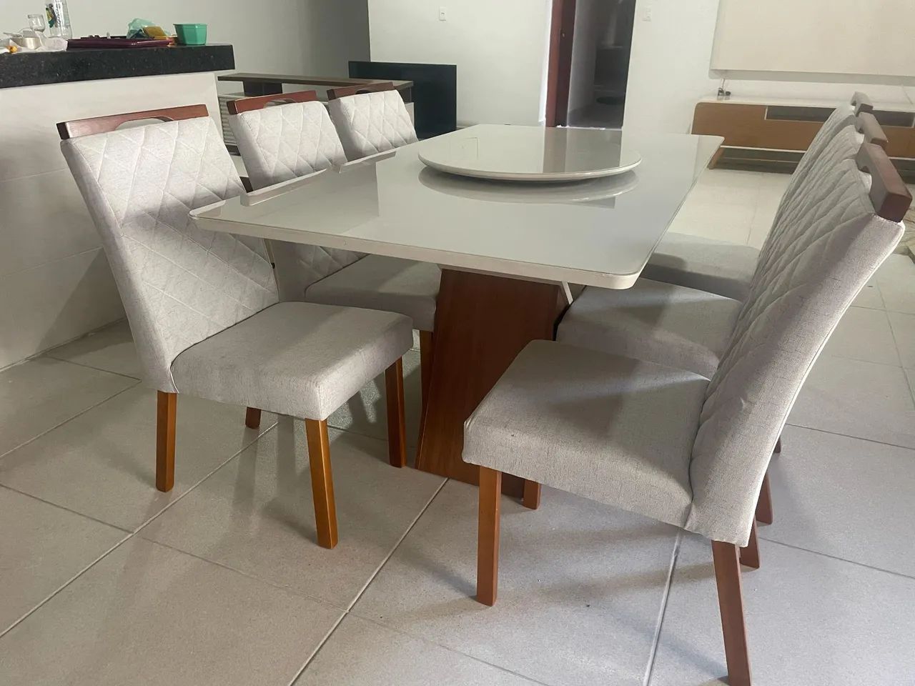 Mesa de Jantar 6 Cadeiras - Branco - Nova - Foto 3