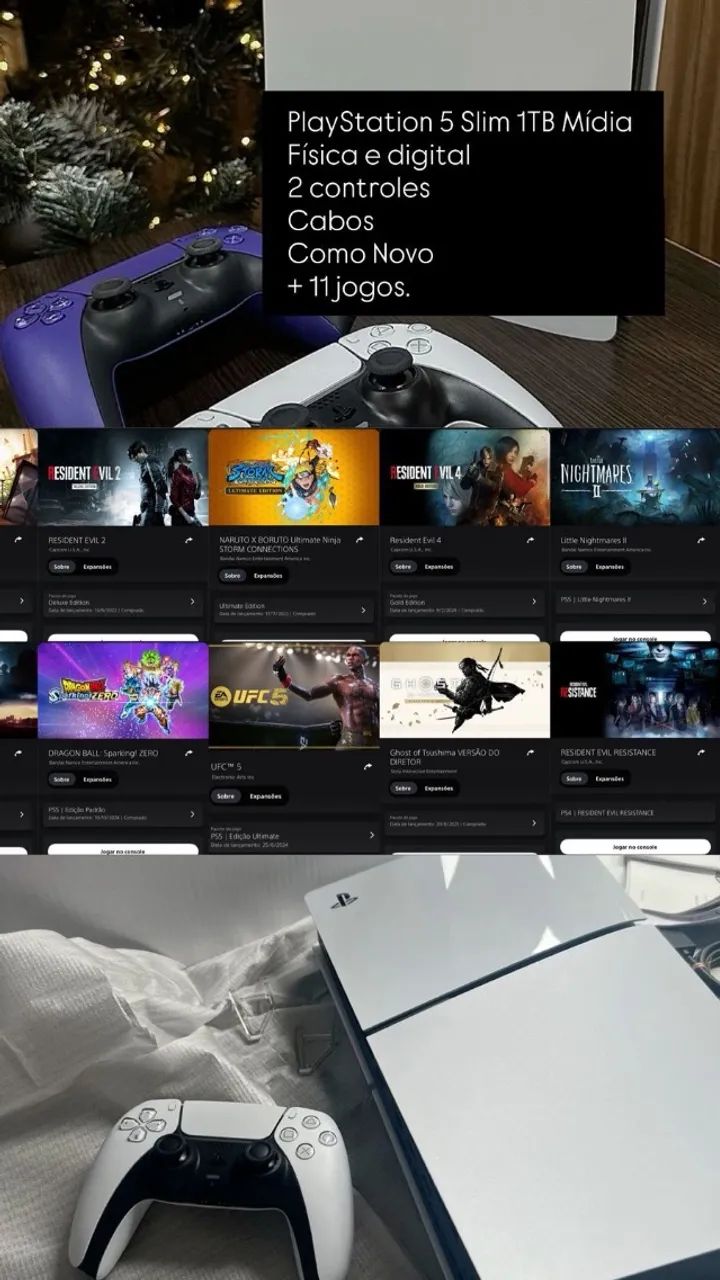 PlayStation 5 Slim 1TB Mídia Física e digital + 11 jogos  - Foto 3