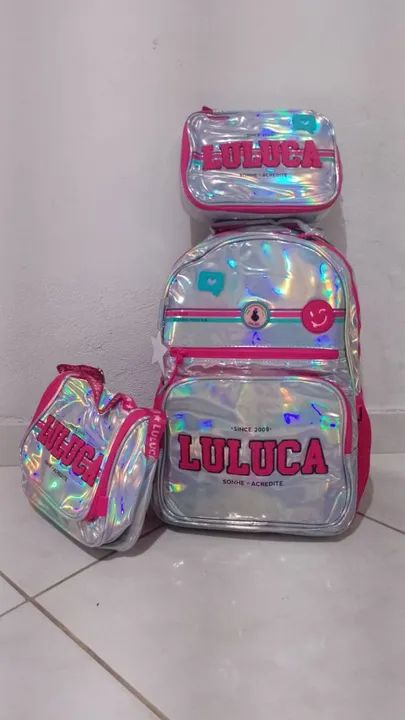 Kit Mochila, Lancheira e Estojo Luluca -Semi  Novo