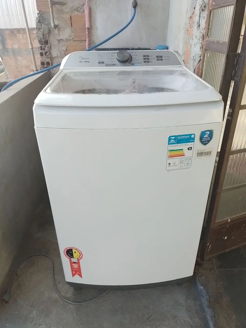 máquina de lavar 13kg midea branca sistema ciclone ma500w13