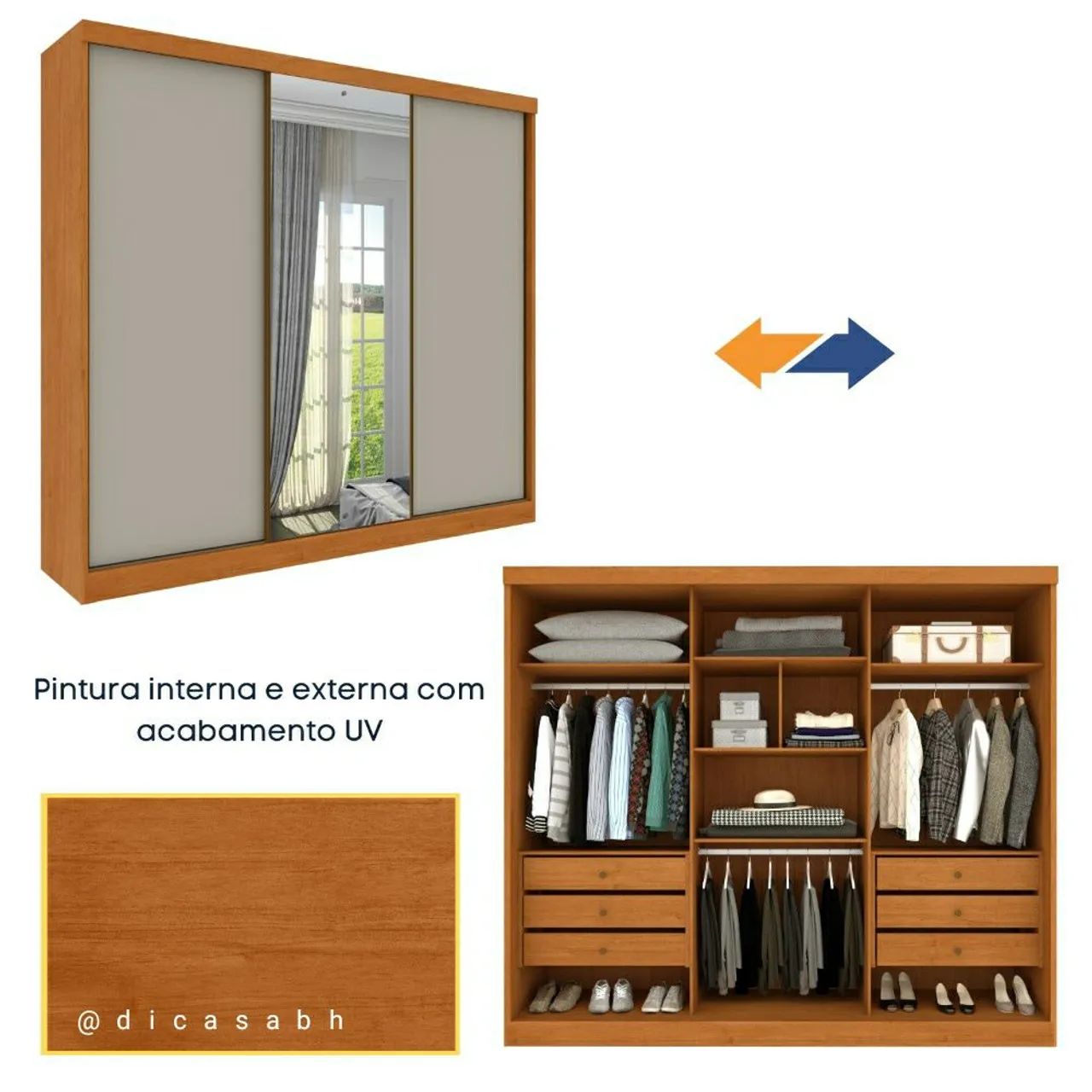 Guarda-Roupa de correr com espelho - 2,70m   - Foto 4