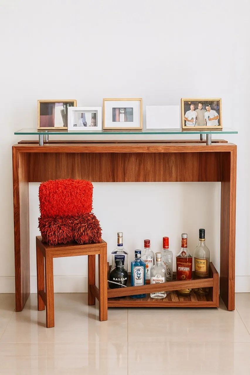 Mesa Aparadora com Suporte Inferior para Bebidas - Kit com 2 Peças