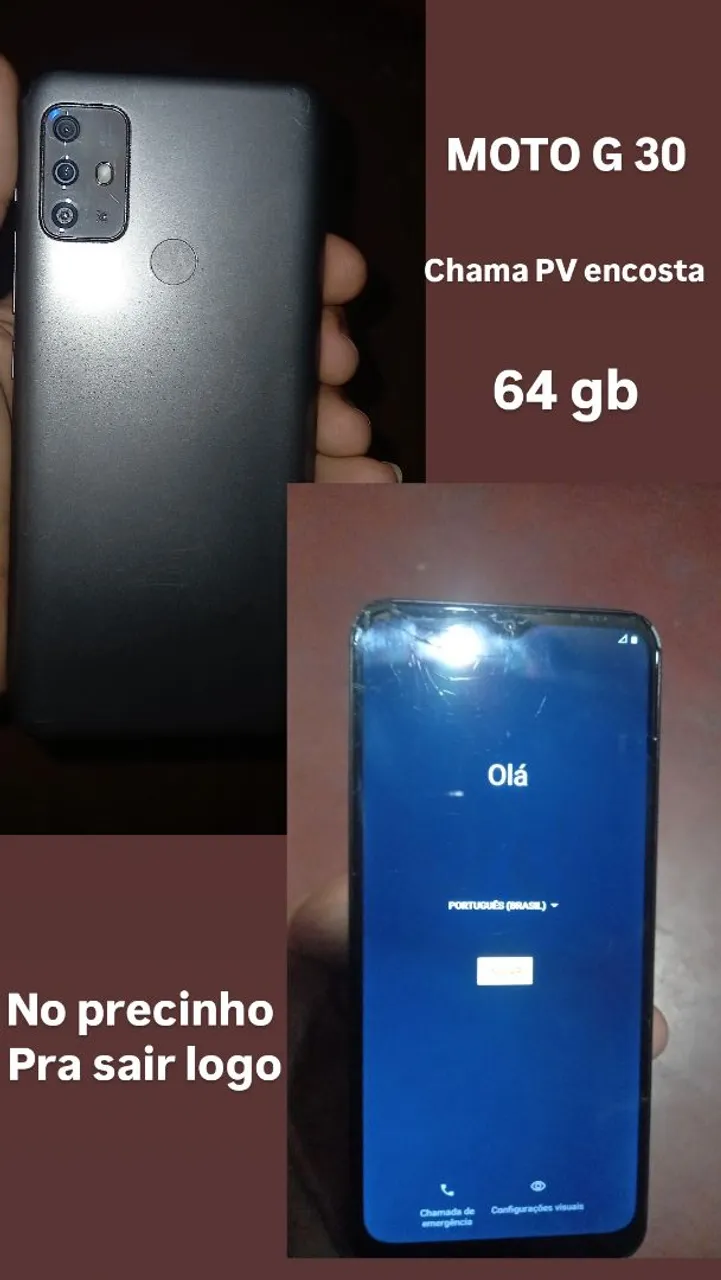 Moto G30 novo só com tela Trincada pra vender logo