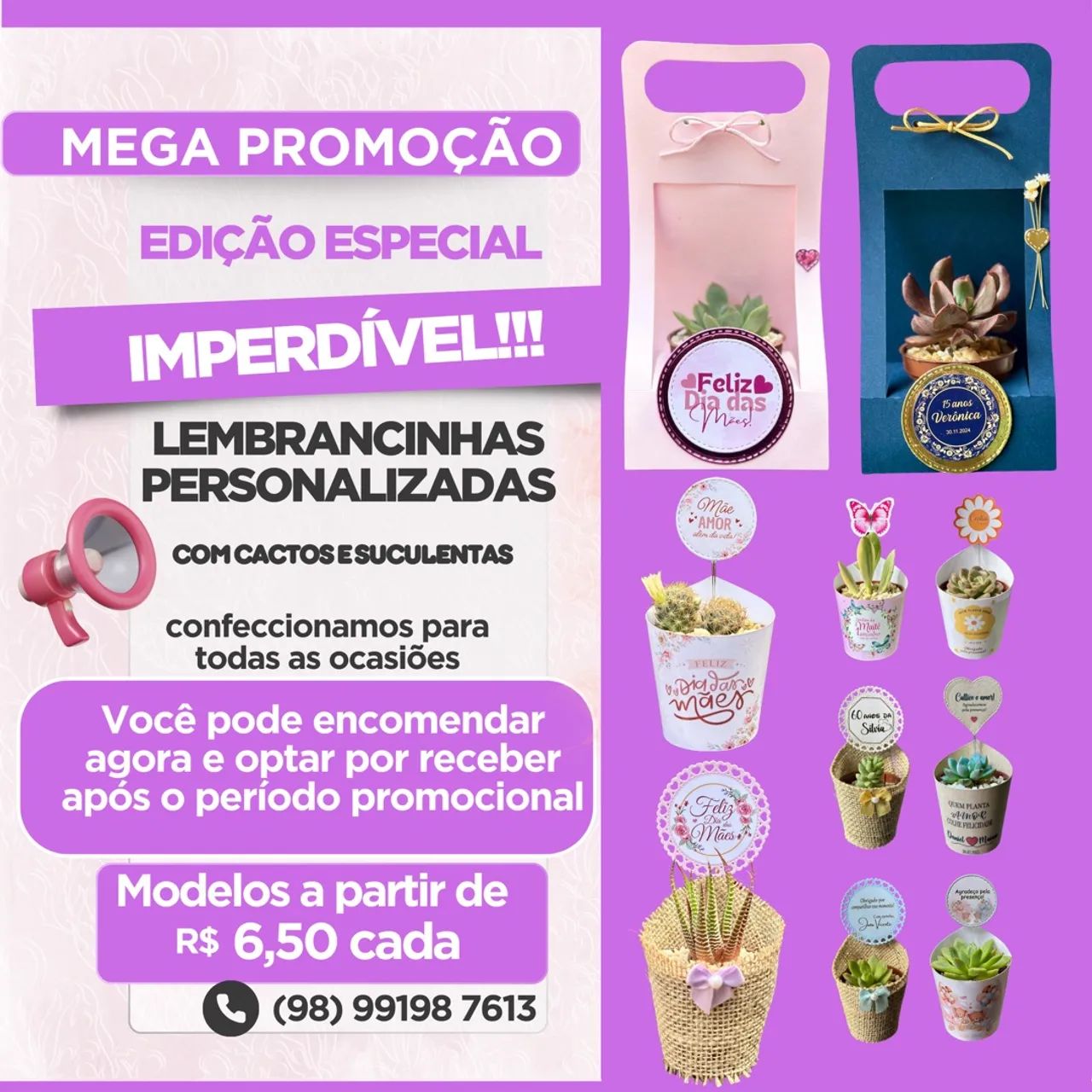 Lembrancinhas personalizadas com cactos e suculentas  - Foto 4