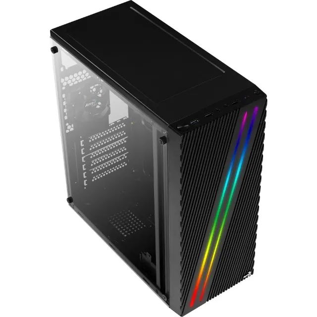 Gabinete Gamer Aerocool Streak Preto RGB Lateral Acrílico - Foto 2