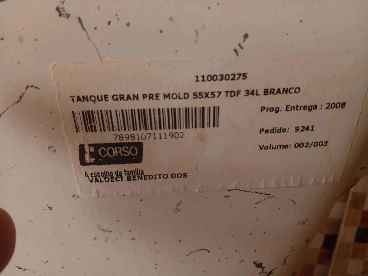 Tanque Gran Pre Mold 55x57 TDF 34L Branco