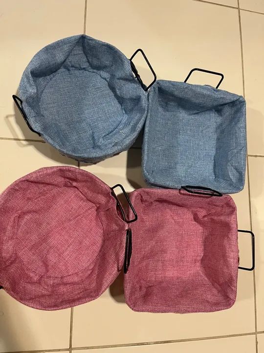 Cestas Decorativas em Metal com Tecido - Foto 3