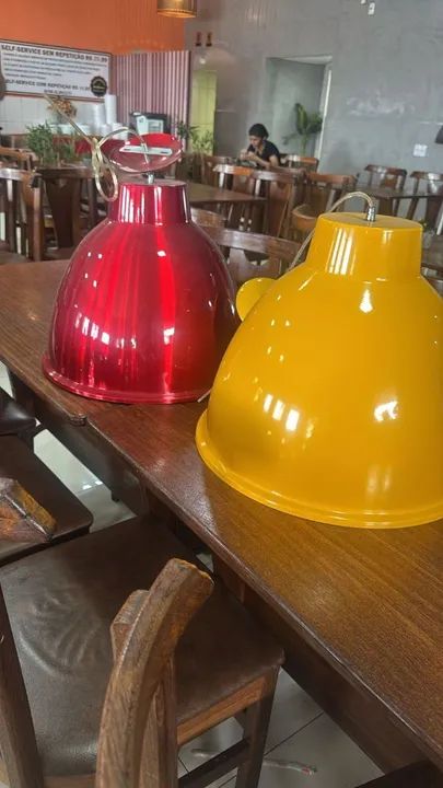 7 Pendentes Industriais - Vermelho, Amarelo e Branco - Foto 3