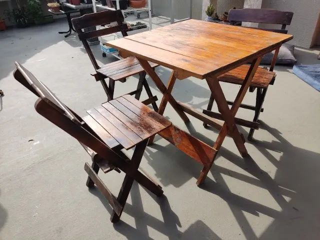 Mesa Madeira e 3 cadeiras Dobraveis Pinus - Foto 3