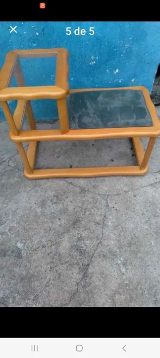 Mesinha de Canto com Vidro e Assento Estofado Usado 0,83x0,43 - Foto 5