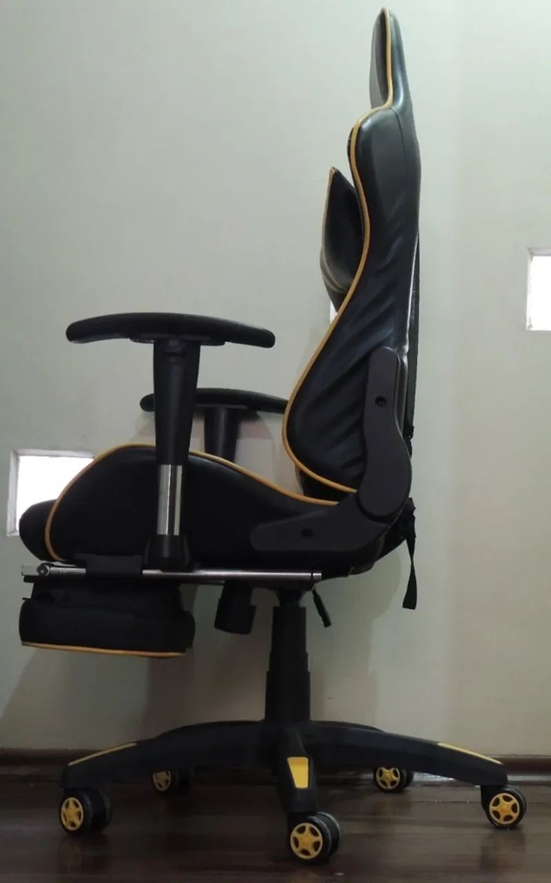 Cadeira gamer preta e amarela - Foto 3
