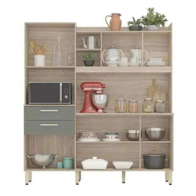  Armário De Cozinha 6 Portas 2 Gavetas Menta
