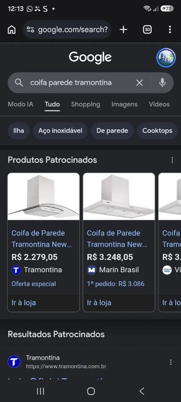 Coifa de parede tramontina 
