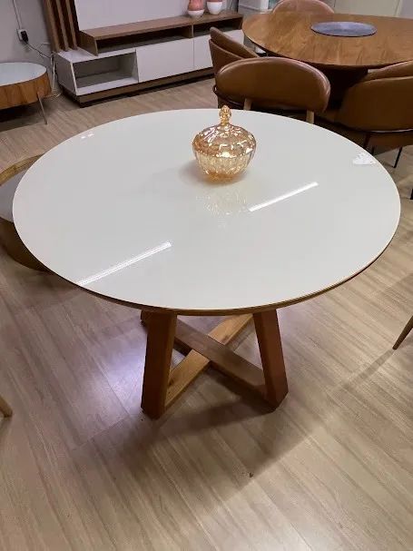 Mesa Pérola 1,00m Mel/Off White - Foto 2