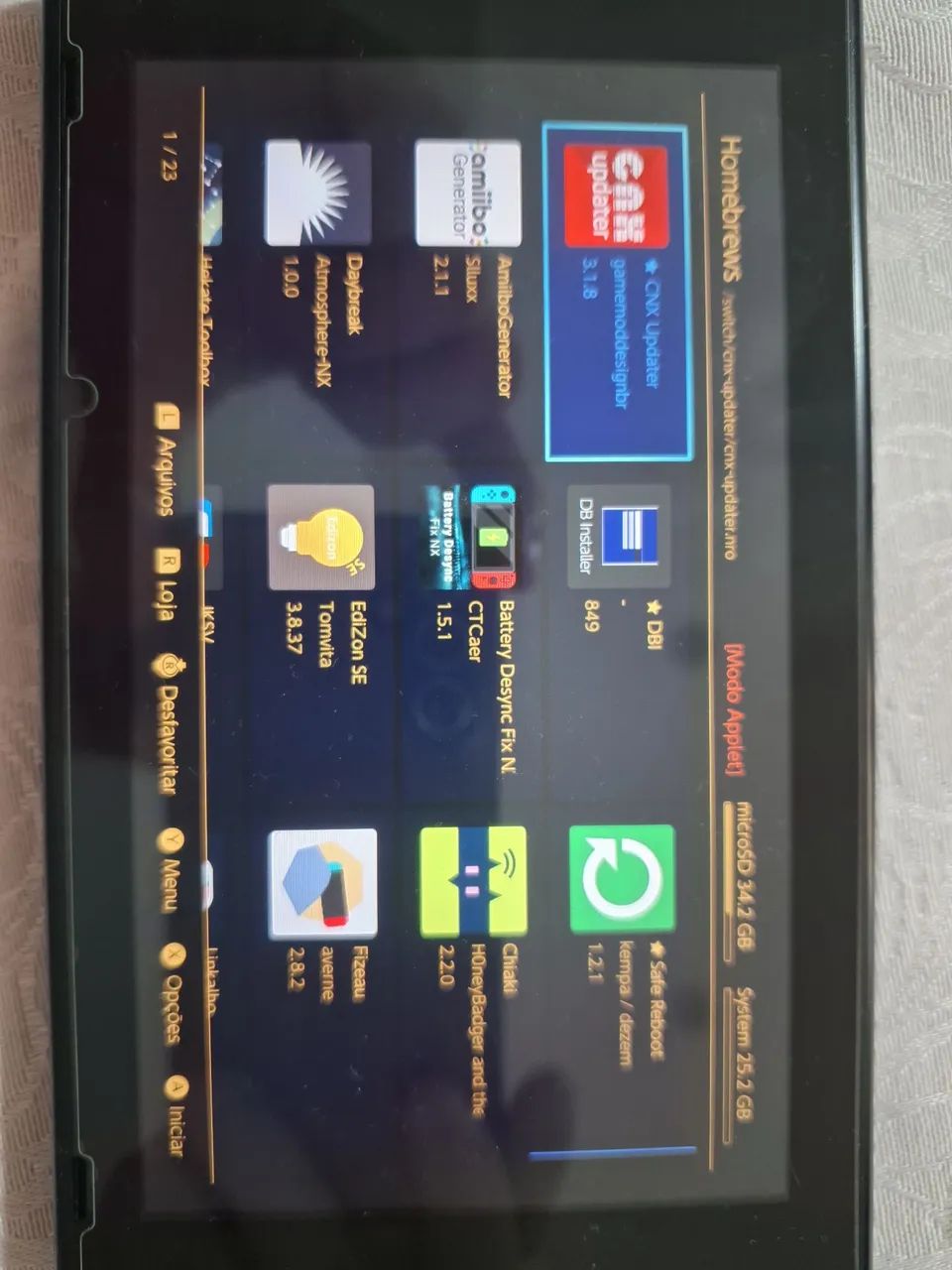 Nintendo Switch V2 + Desbloqueado Atmosphere + 128GB + Caixa