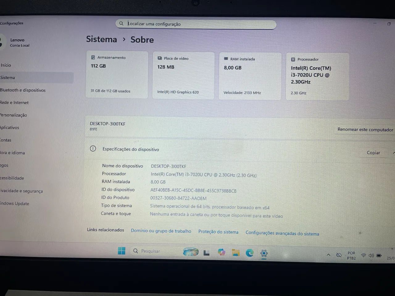 Notebook Lenovo i3 7ª geração - Foto 3