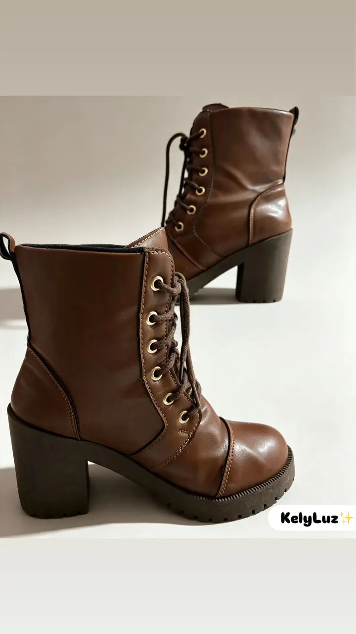 Bota marrom tratorada salto 7 cm - Foto 4