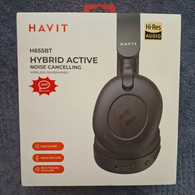 Headphone Havit H655BT na caixa