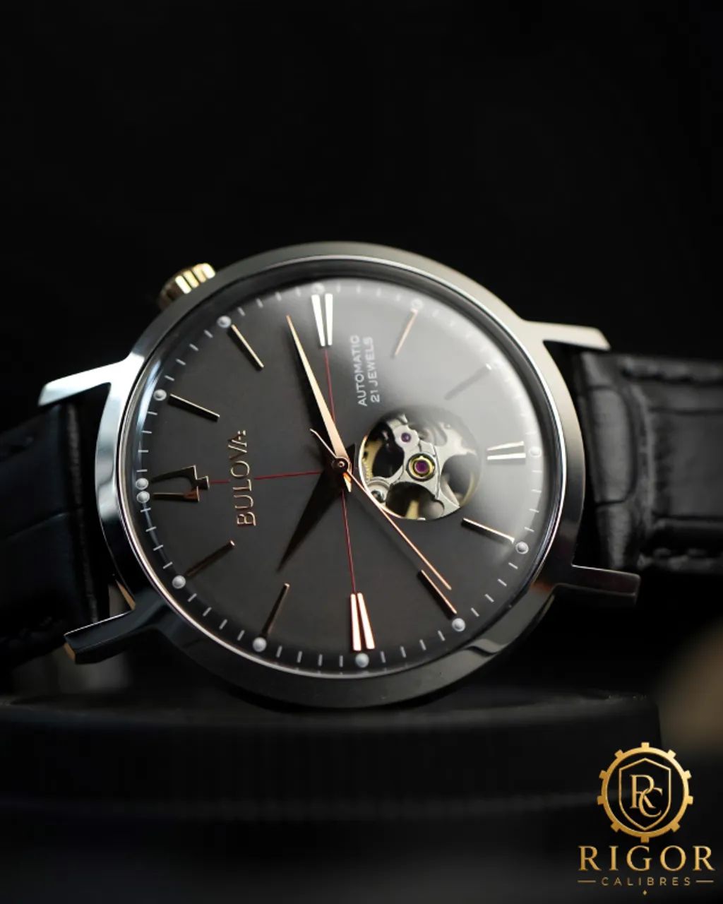 Relógio Masculino Bulova Classic 98A187: Automático, Esqueleto, Grafite, 41mm - Foto 5