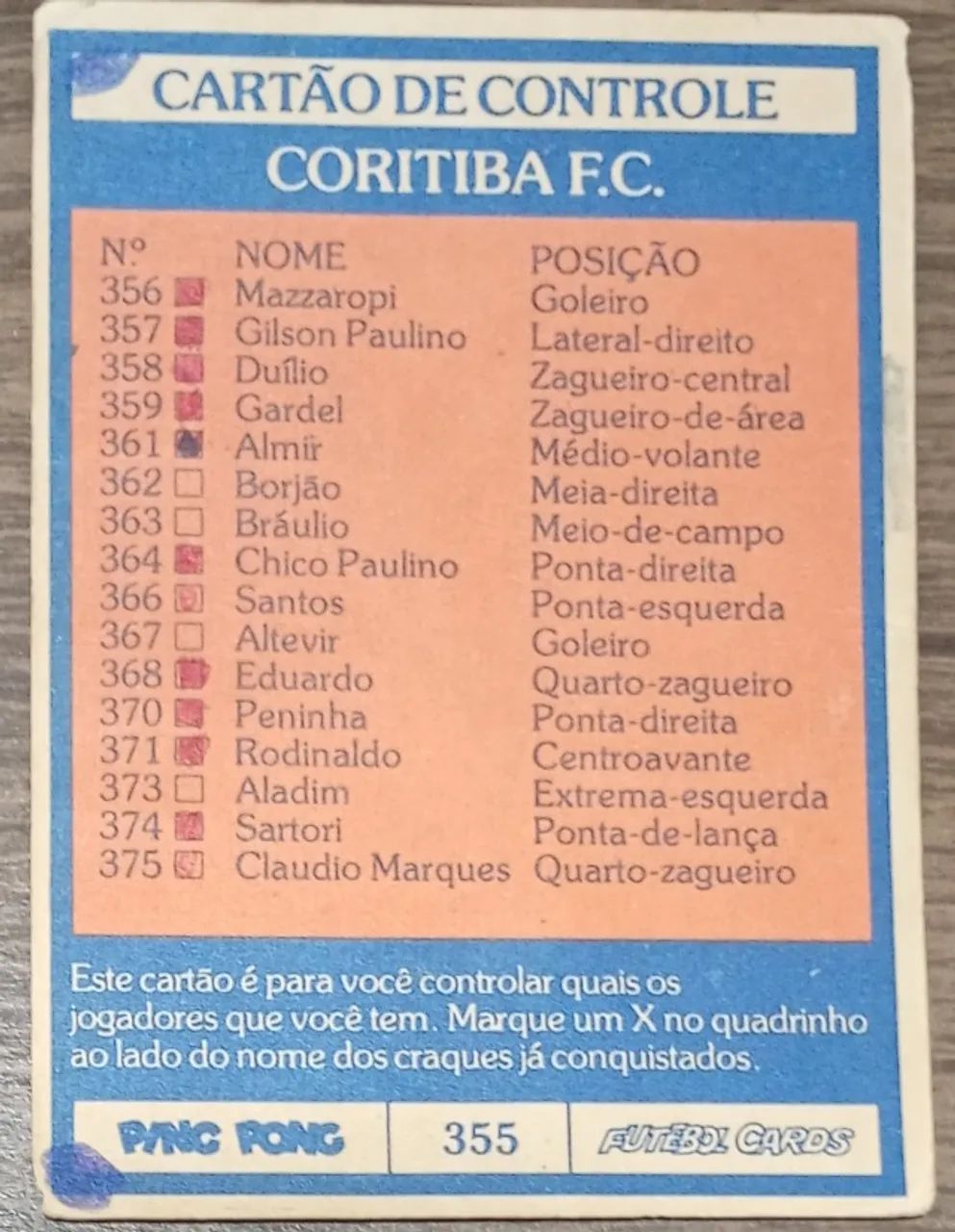 FUTEBOL CARDS 78/79 PING PONG CORITIBA - Foto 2