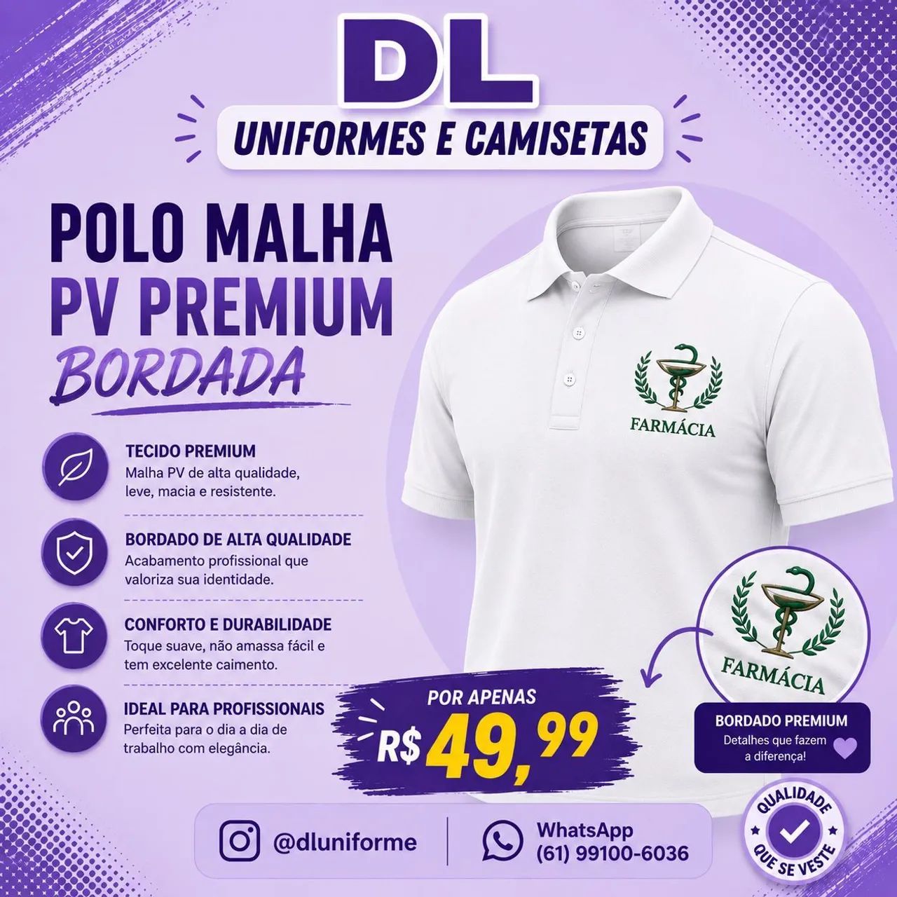 Gola Polo Bordada - Profissões - faculdade e cursos 