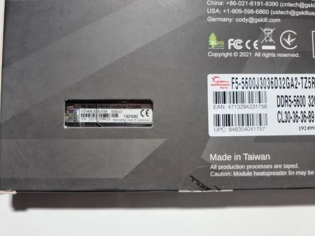 乙茂内 G.Skill Trident Z5 RGB DDR5 64GB (2x32GB) 5600MHz CL30 - Open Box
