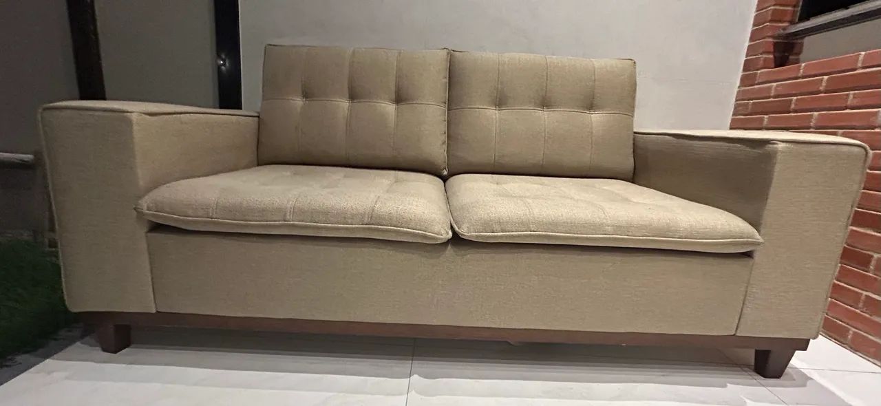 Sofá 2 lugares, 1,80m, em linho bege - Foto 2