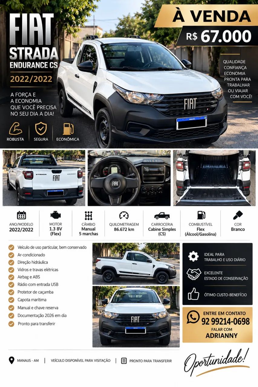 Fiat Strada Endurance 1.4 Flex 8V CS Plus 2022