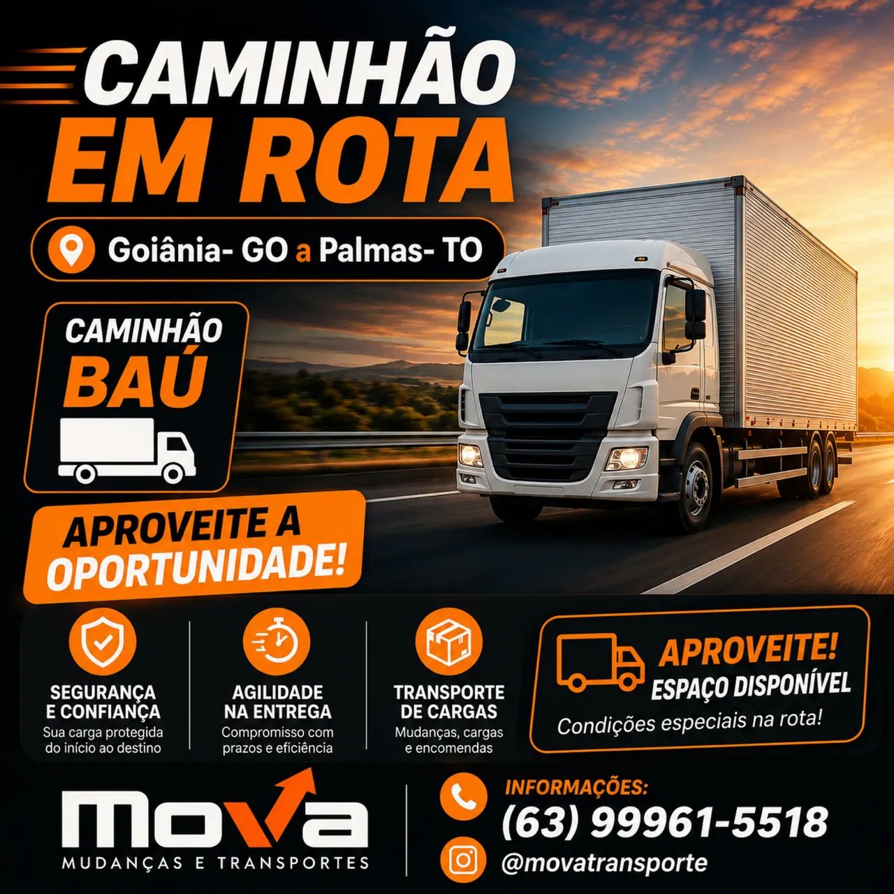 Frete Retorno Goiânia a Palmas- TO