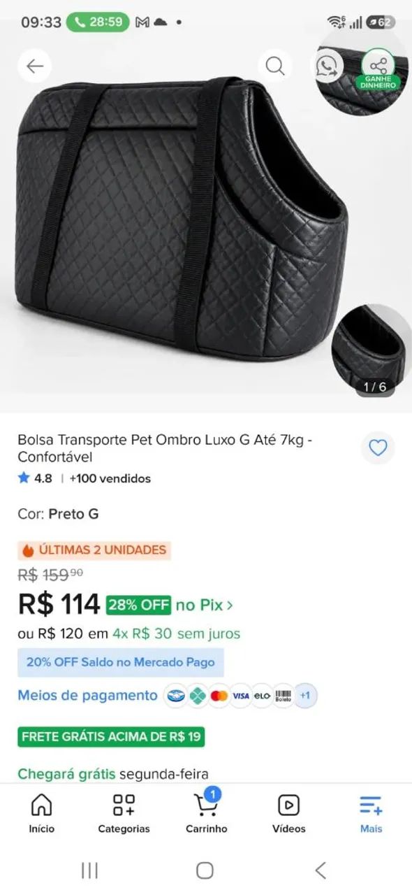 Caixa de transporte e bolsa de transporte - Foto 5