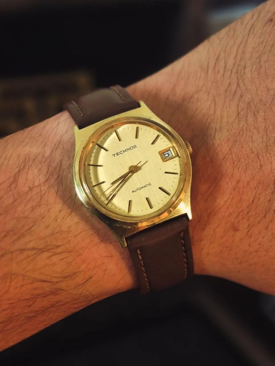 TECHNOS | AUTOMATIC DATE | CALIBRE SUIÇO | 1978 | PLAQUE D'OR - Foto 5