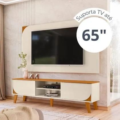Rack Bancada com Painel Duna Cinamomo/Off White para Tv até 65 Polegadas - Madetec