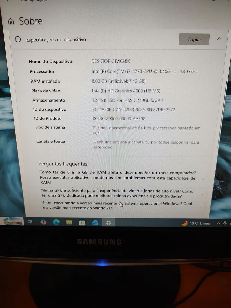 CPU i7 - 8gb - SSD 240gb - DESKTOP COMPLETO  - Foto 4