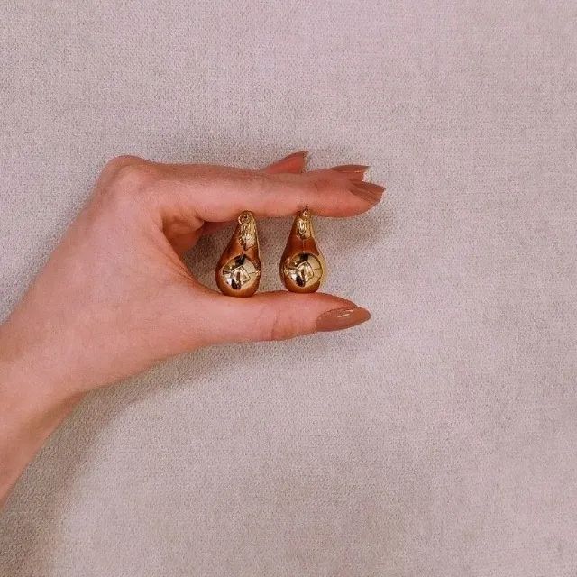 Brinco Gota Dourado Grande - Foto 3