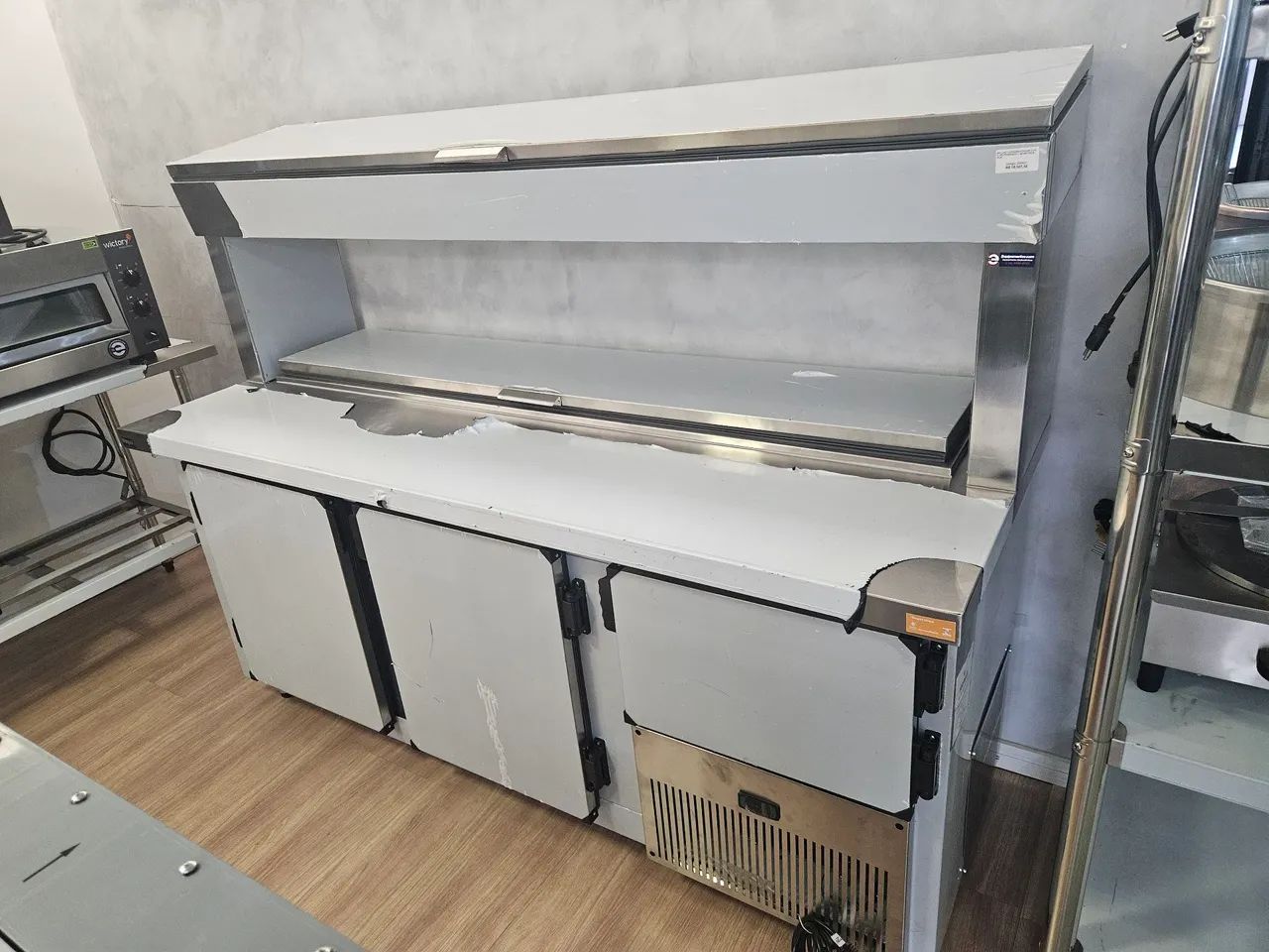 balcão refrigerado com condimentadora dupla inox 1,90m 