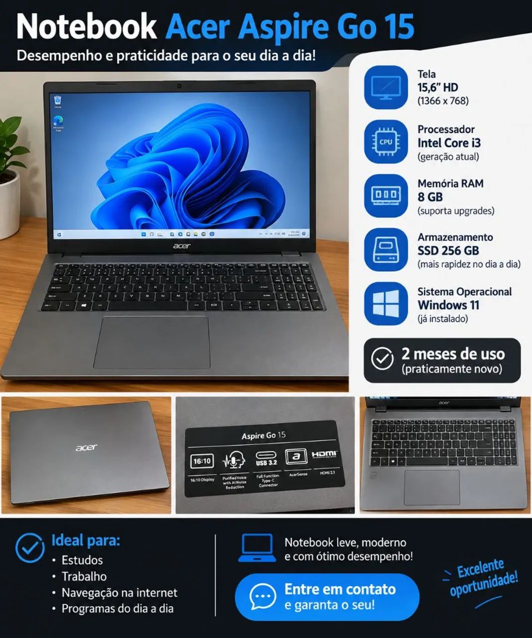 Notebook Acer Aspire Go 15 - Seminovo