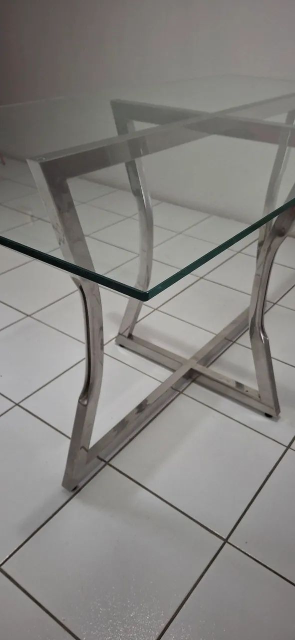 Mesa de Jantar Jacaúna Premium - Aço Inox e Vidro Temperado 10mm - Foto 2