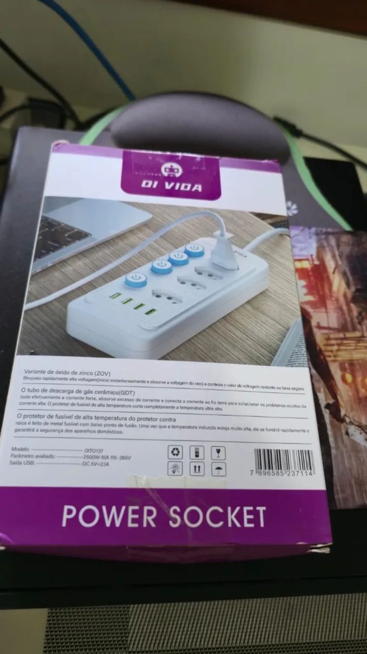 Extensão de Energia Moderna com USB - Novo - Foto 3