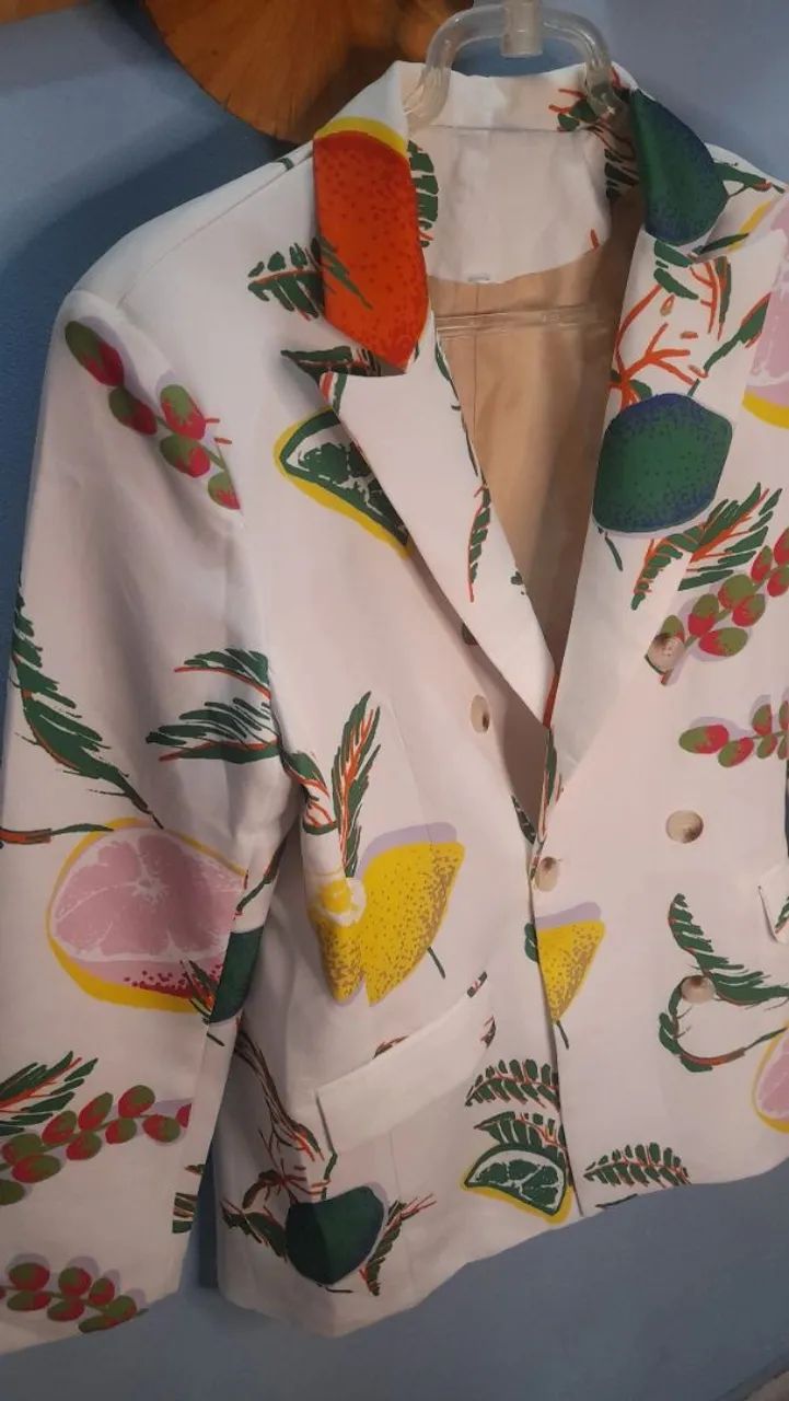 Blazer  oversized com estampa tropical