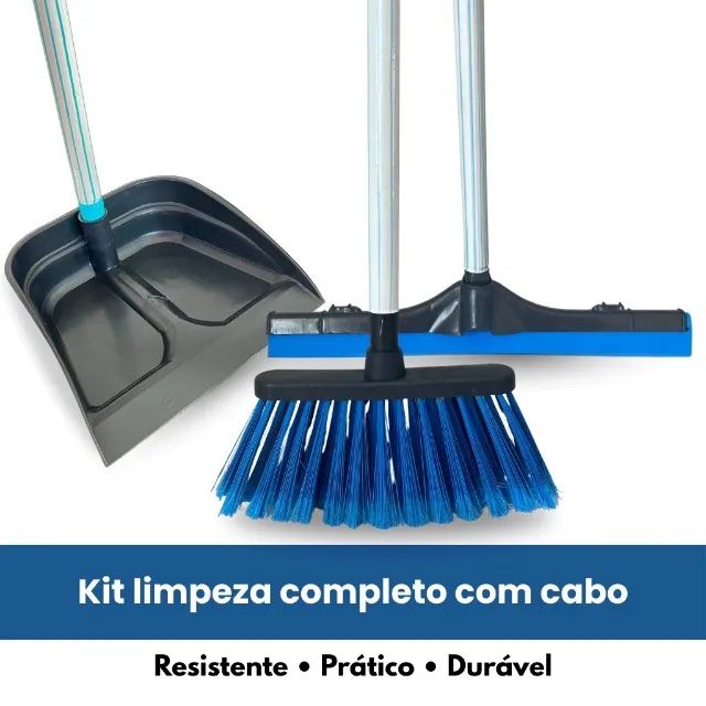 Achadinho Shopee Kit Limpeza Completo! Vassoura + Rodo + Pá 